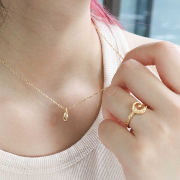 Chris April 925 Sterling Silver 18K Gold Plated Minimalist Concentric Circles Pendant Necklaces