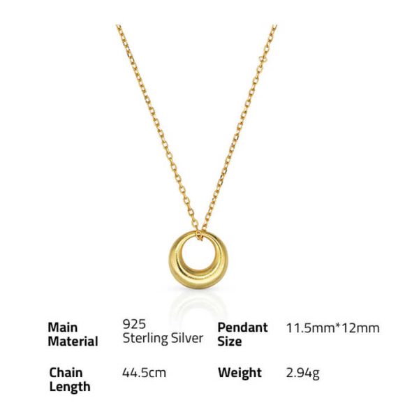Chris April 925 Sterling Silver 18K Gold Plated Minimalist Concentric Circles Pendant Necklaces