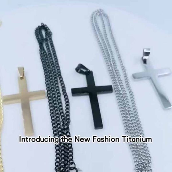 Stainless Steel Cross Pendant Necklace for Men and Women with Gold Silver Black Plating Classic Link Chain Choker Jewelry