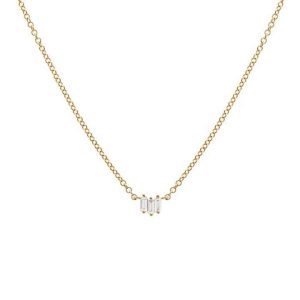 Wholesale 925 Sterling Silver 14K/18K Gold Plated Vermeil Dainty Fine Jewelry CZ Diamond Scattered Baguette Pendant Necklace