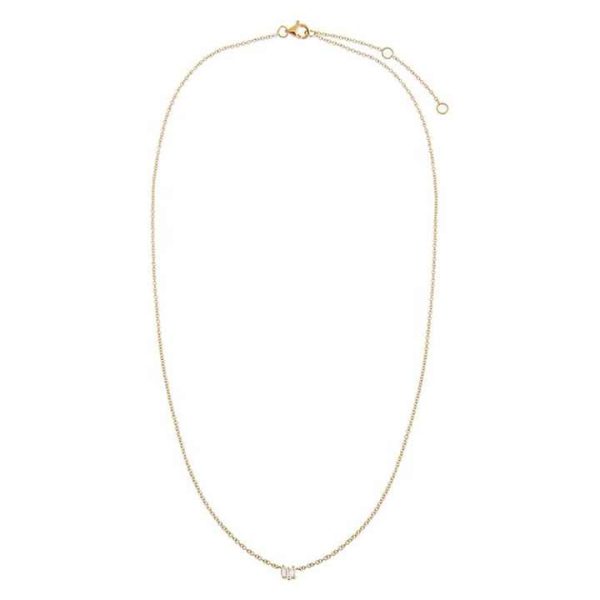 Wholesale 925 Sterling Silver 14K/18K Gold Plated Vermeil Dainty Fine Jewelry CZ Diamond Scattered Baguette Pendant Necklace