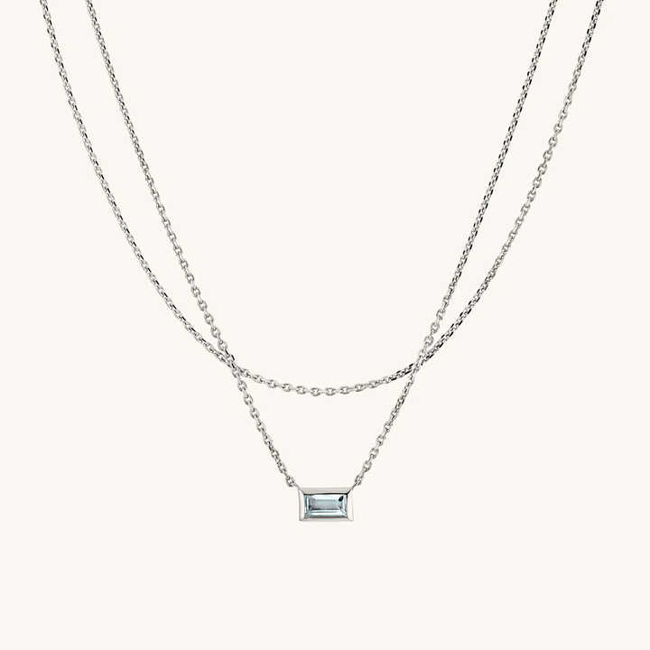 Hot Items 925 Silver Fine Pendant Necklace for Women Layered Baguette Necklace Hypoallergenic Gemstone Necklaces Wholesale
