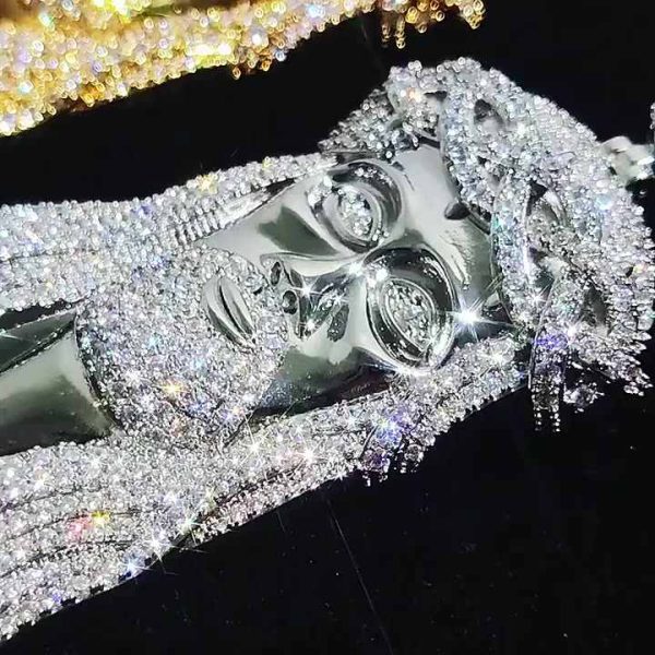 Hiphop Style 18k Gold Plated Zirconia Pendant Necklace for Men and Women - Customizable Religious Geometric Design