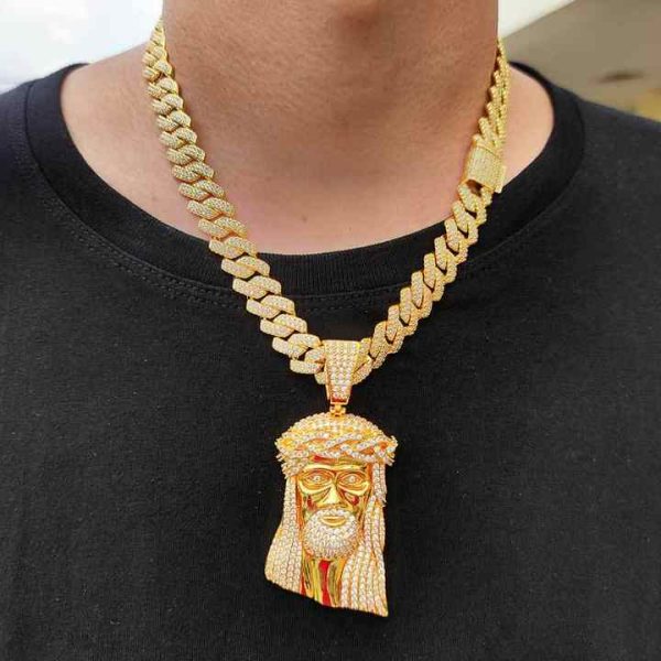Popular Jewelry Hiphop Fashion New Custom 18k Gold Plated Cz Iced Out Religion Pendant