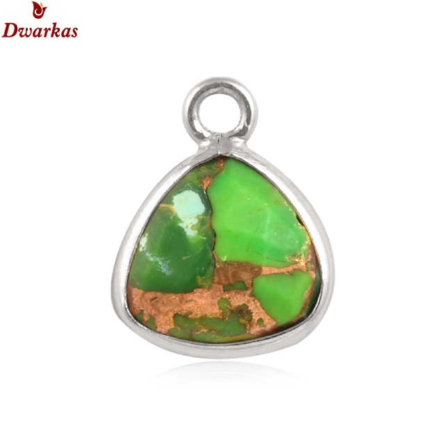 High Quality 925 Sterling Silver Fine Pendant Necklaces Cheap Wholesale Natural Turquoise Green Copper Stone Pendants Jewelry
