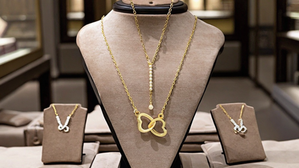 925 Sterling Silver 18K Gold Plated Double Heart Zircon Pendant Necklace for Women, Mother's Day Valentine's Day Gift