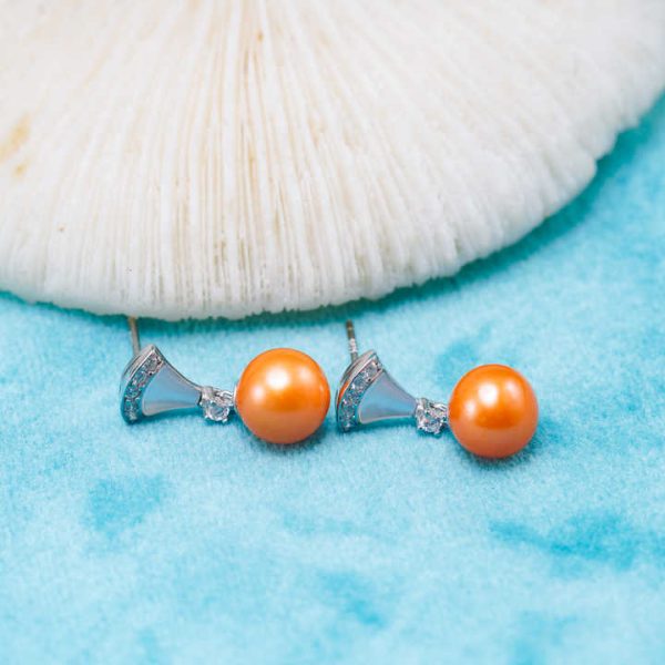 E010923 S925 Pearl Earring 925 Sterling Silver DIY 7-8mm Natural Freshwater Pearl Stud Earring for Women