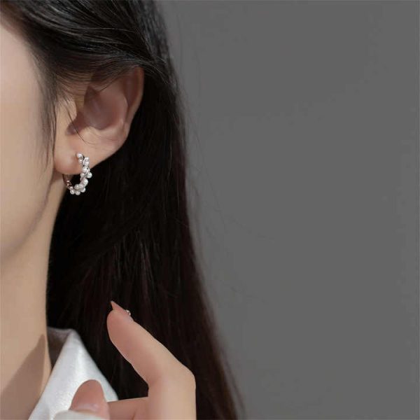 FUAMAY 925 Pearl Earrings Wholesale Water River Pearl Twist Hoop Earing