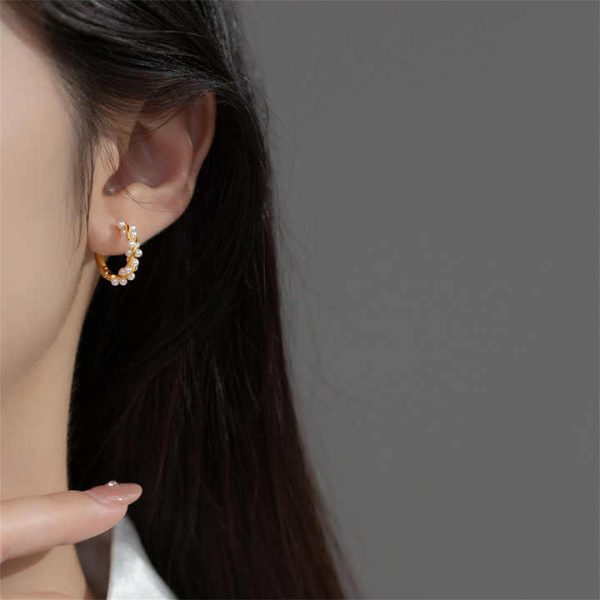 FUAMAY 925 Pearl Earrings Wholesale Water River Pearl Twist Hoop Earing