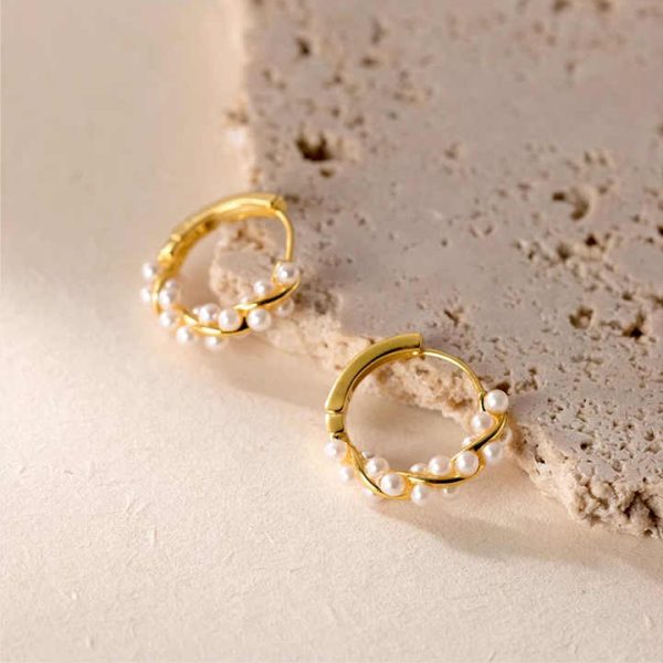 FUAMAY 925 Pearl Earrings Wholesale Water River Pearl Twist Hoop Earing