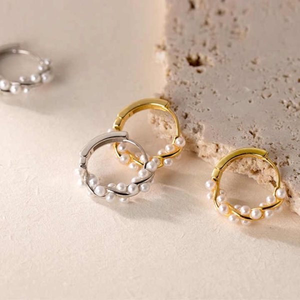 FUAMAY 925 Pearl Earrings Wholesale Water River Pearl Twist Hoop Earing