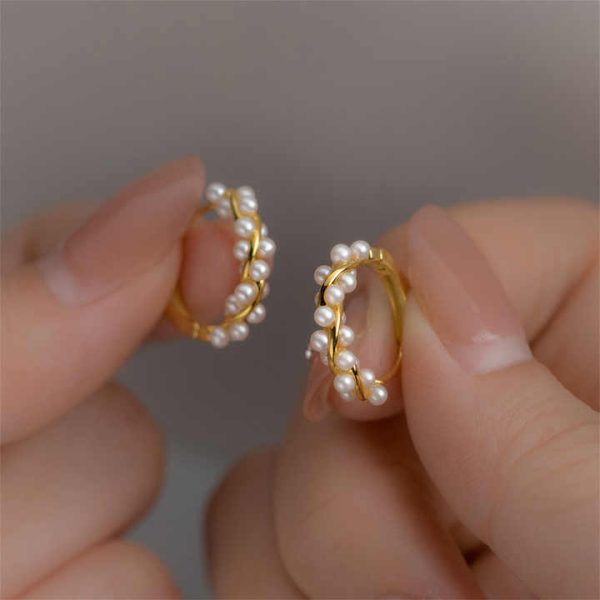 FUAMAY 925 Pearl Earrings Wholesale Water River Pearl Twist Hoop Earing