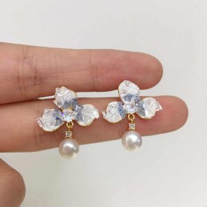 Various Styles Natural Pearl Stud Earrings 18K Gold S925 Sterling Silver Anti-Allergy Needle Seashells Fashion Drop Earrings