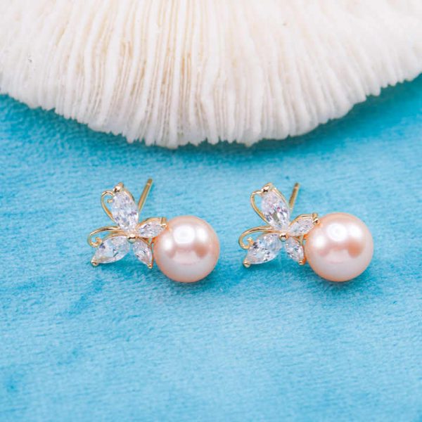 E010916 S925 Pearl Earring 925 Sterling Silver DIY 7-8mm Natural Freshwater Pearl Stud Earring for Women