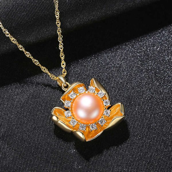 Hot Sale Big Rose Flower Luxury Natural Freshwater Pearl Necklace 925 Silver Chain Necklace for Women