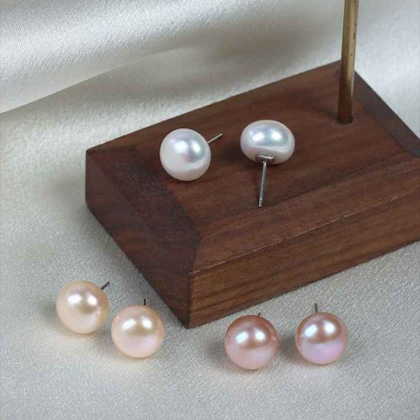 925 Sterling Silver Simple Real Natural Genuine Freshwater Pearl Stud Earrings