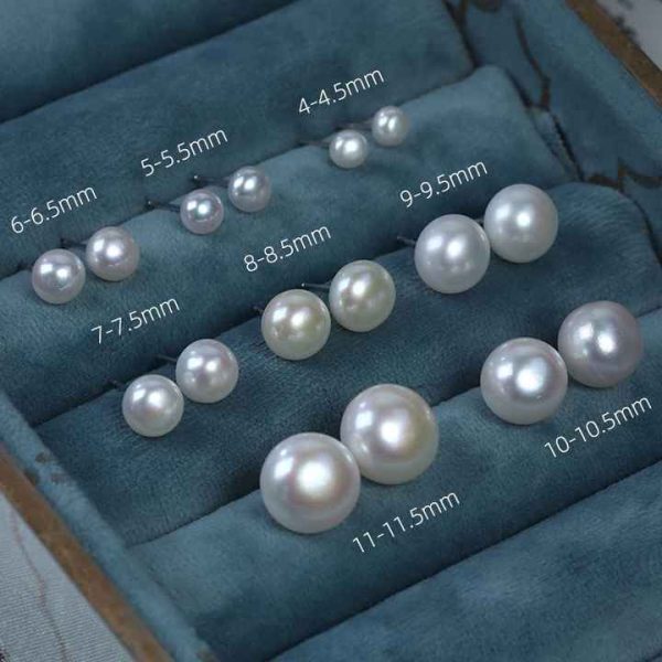 925 Sterling Silver Simple Real Natural Genuine Freshwater Pearl Stud Earrings