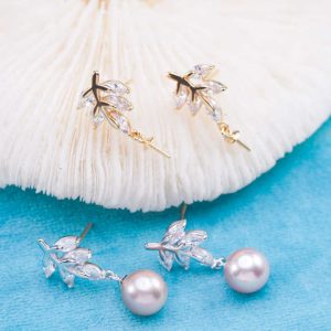 E010917 S925 Pearl Earring 925 Sterling Silver DIY 7-8mm Natural Freshwater Pearl Stud Earring for Women