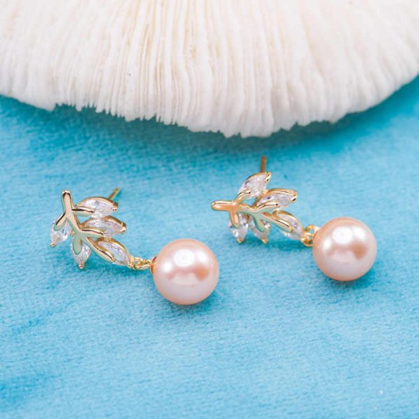E010917 S925 Pearl Earring 925 Sterling Silver DIY 7-8mm Natural Freshwater Pearl Stud Earring for Women