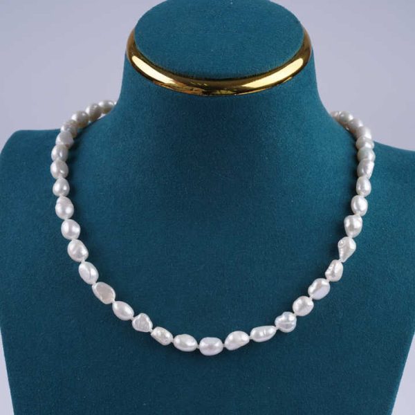 Natural Pearls Wholesaler 5-6mm 6-7mm White Baroque Pearl 925 Sliver Chain Necklace for Women