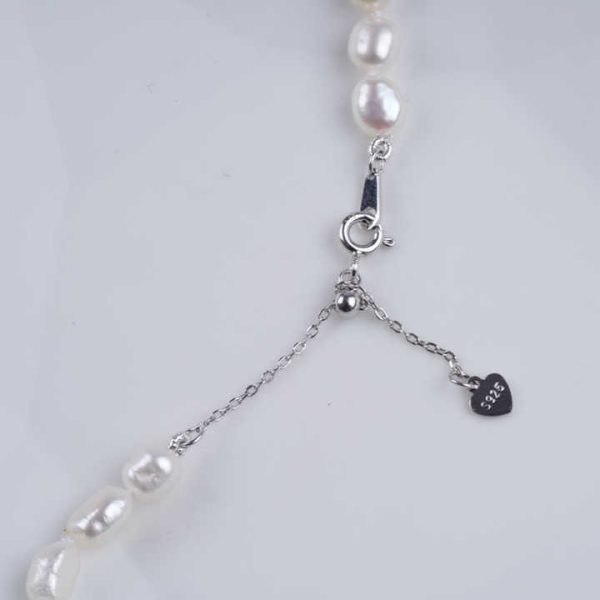 Natural Pearls Wholesaler 5-6mm 6-7mm White Baroque Pearl 925 Sliver Chain Necklace for Women