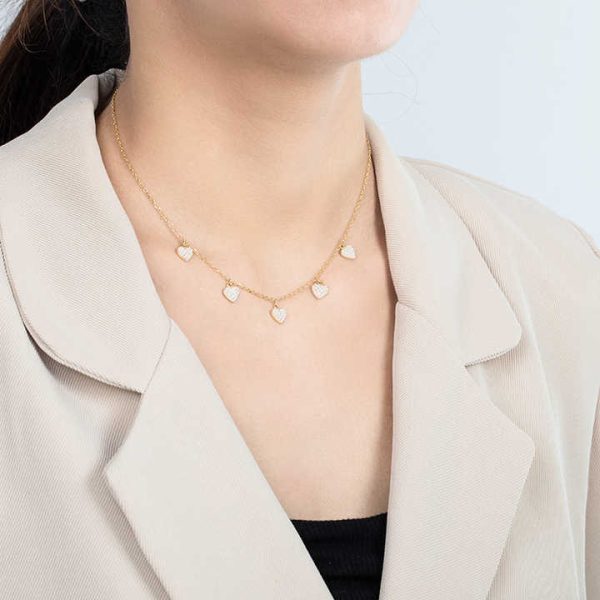 Sterling Silver 925 Pearl Fill Heart Butterfly Charm Pendant Necklace for Women Jewelry