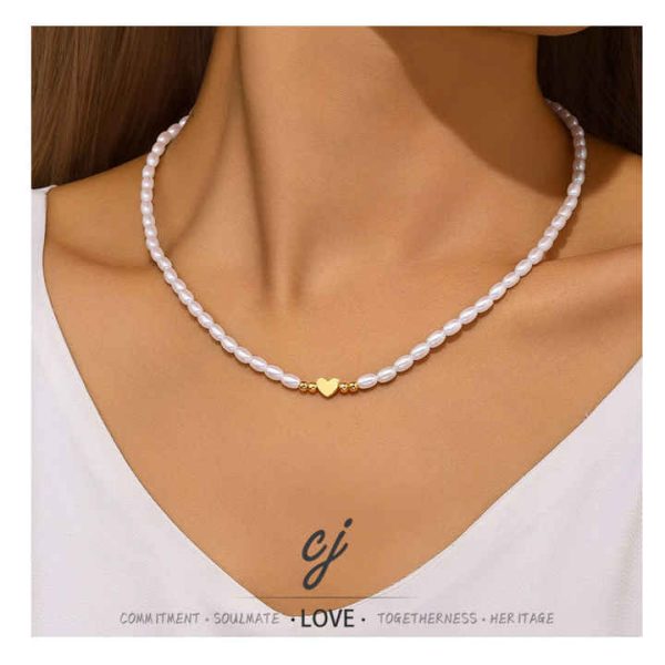 Topsale Minimalist 925 Sterling Silver Beaded Chain Necklace Rice Pearl Necklace Star 18K Gold Plated Jewelry