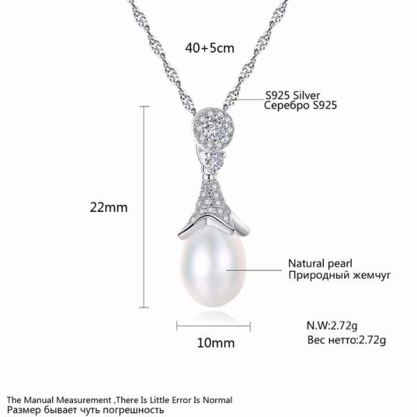 Wholesale Natural Fresh Water Pearl 925 Sterling Silver Necklace Women Wedding Pendant