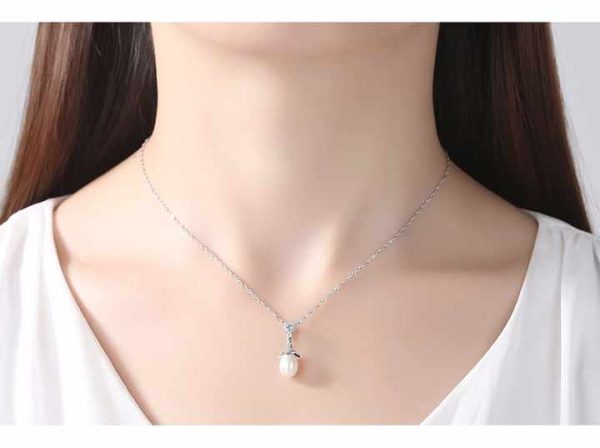 Wholesale Natural Fresh Water Pearl 925 Sterling Silver Necklace Women Wedding Pendant