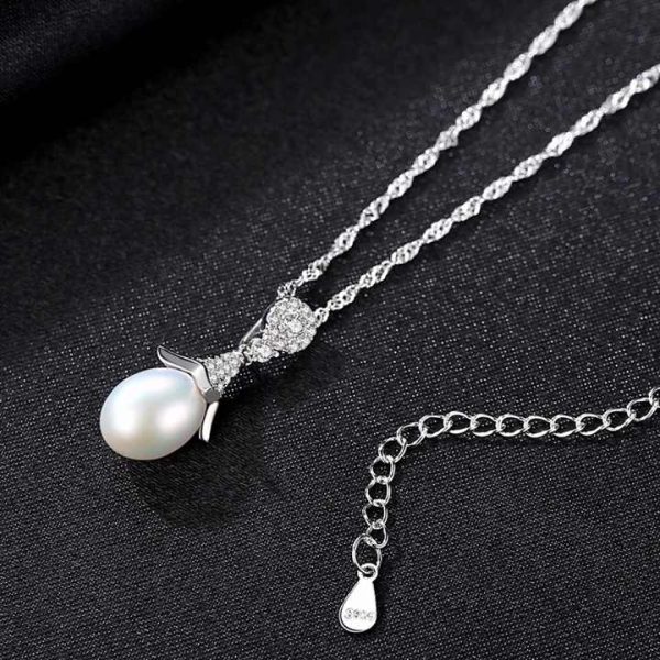 Wholesale Natural Fresh Water Pearl 925 Sterling Silver Necklace Women Wedding Pendant