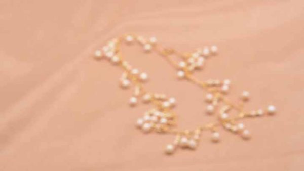 Natural Freshwater Pearl Choker Necklace with Gold-Plated Tassel Design - Elegant Bridal Wedding Jewelry for Women
