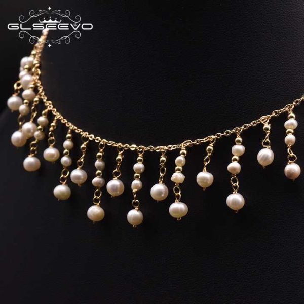Natural Freshwater Pearl Choker Necklace Gold Plated Tassel Necklace for Women Bridal Wedding Luxury Fashion Fine Jewelry