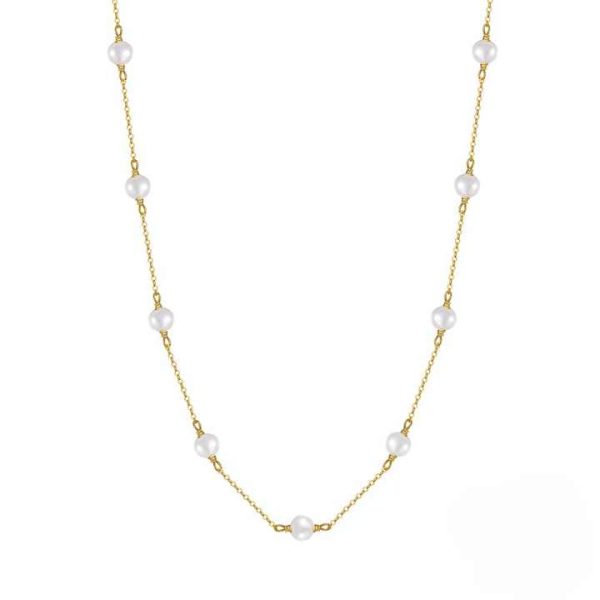 SPJ Wholesale Freshwater Baroque Pearl Necklace Cable Chain 925 Sterling Silver Pearl Beads Necklace Jewelry Set for Lady