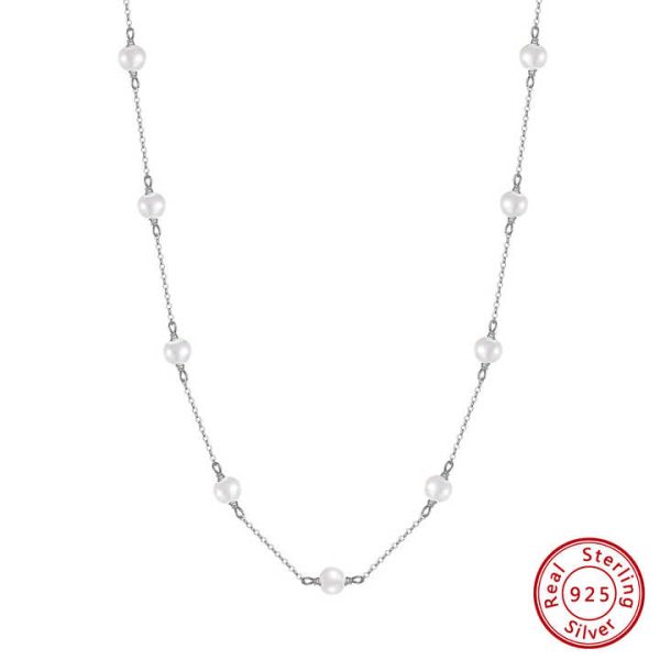 SPJ Wholesale Freshwater Baroque Pearl Necklace Cable Chain 925 Sterling Silver Pearl Beads Necklace Jewelry Set for Lady