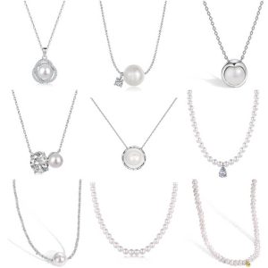 Dainty Personalized Pendant Pearl Necklace Permanent Jewelry Chains Link Quality 925 Sterling Silver Shell Pearl Necklaces Women