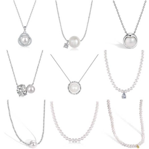 Dainty Personalized Pendant Pearl Necklace Permanent Jewelry Chains Link Quality 925 Sterling Silver Shell Pearl Necklaces Women