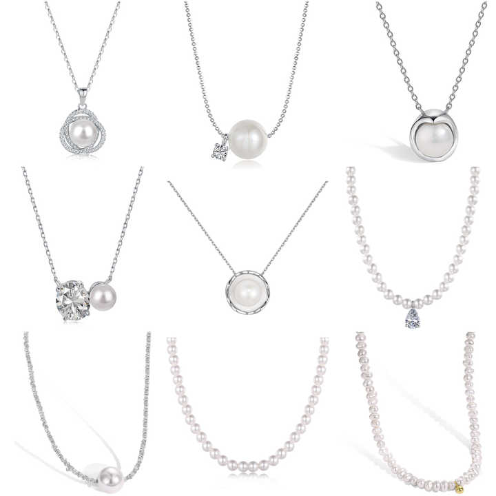Dainty Personalized Pendant Pearl Necklace Permanent Jewelry Chains Link Quality 925 Sterling Silver Shell Pearl Necklaces Women