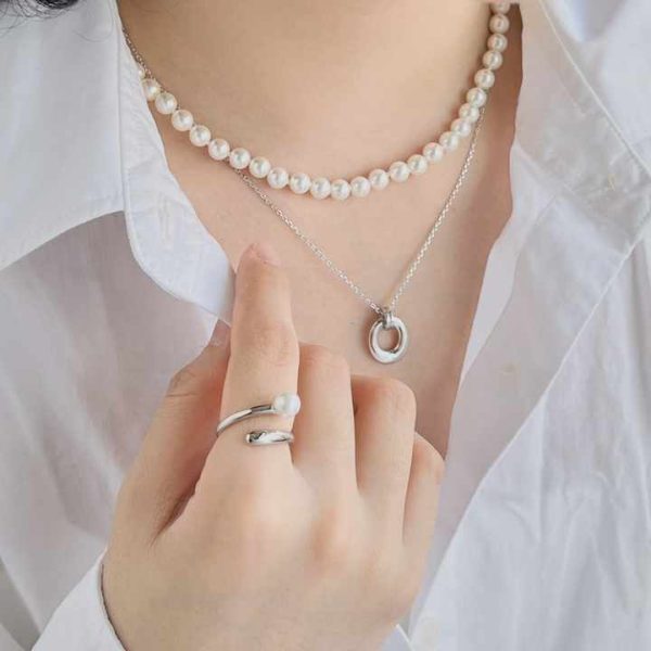Dainty Personalized Pendant Pearl Necklace Permanent Jewelry Chains Link Quality 925 Sterling Silver Shell Pearl Necklaces Women