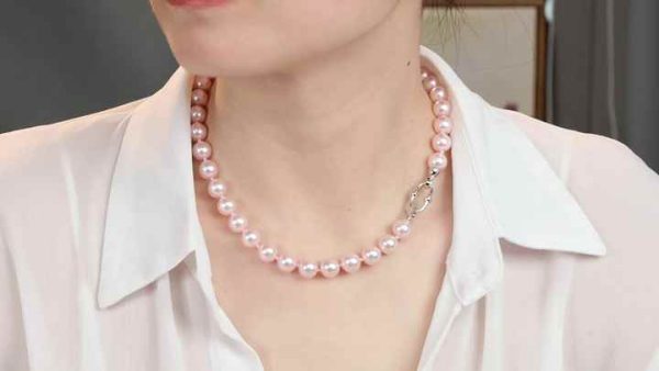 Trendy Gold Plated Faux Pearl Beaded Choker Necklace for Women - Round Multi-Color 9.5-10mm