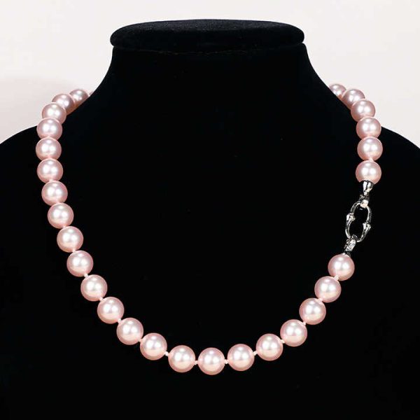 Wholesale Laser Color Fashion Pearl Necklace for Women Girls Gold Plated Metal Buckle Ladies' Pearl Necklace
