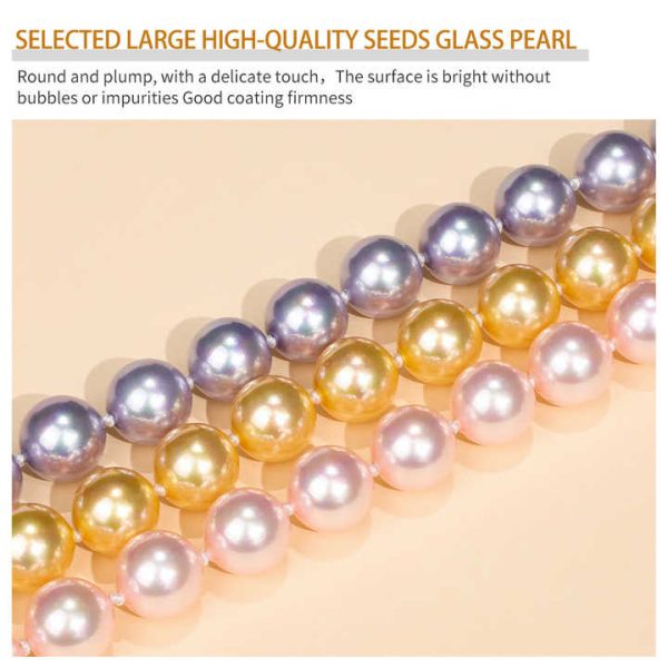 Wholesale Laser Color Fashion Pearl Necklace for Women Girls Gold Plated Metal Buckle Ladies' Pearl Necklace