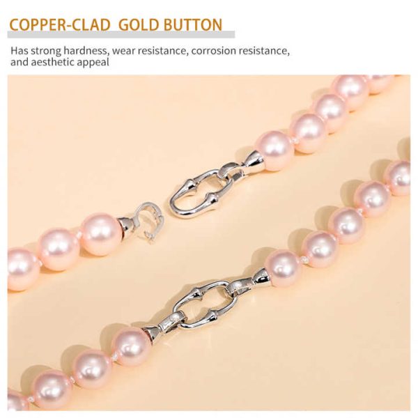 Wholesale Laser Color Fashion Pearl Necklace for Women Girls Gold Plated Metal Buckle Ladies' Pearl Necklace