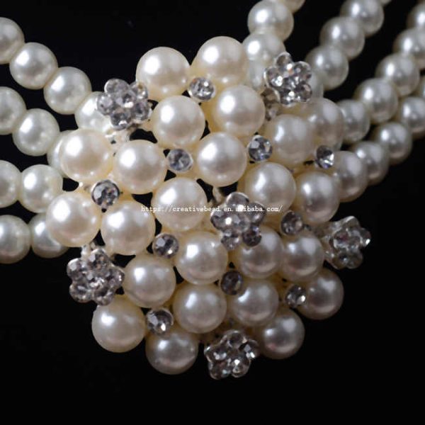 2025 Hot Sale Silver Plated Metal Flower Pearl Necklace and Earrings Set Fashion Bridal Jewelry with Elegant in Style