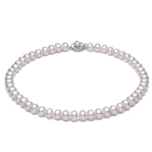 New Design 9mm White Pearl Necklace Vintage Freshwater Pearl Jewelry Bead String Necklaces for Women