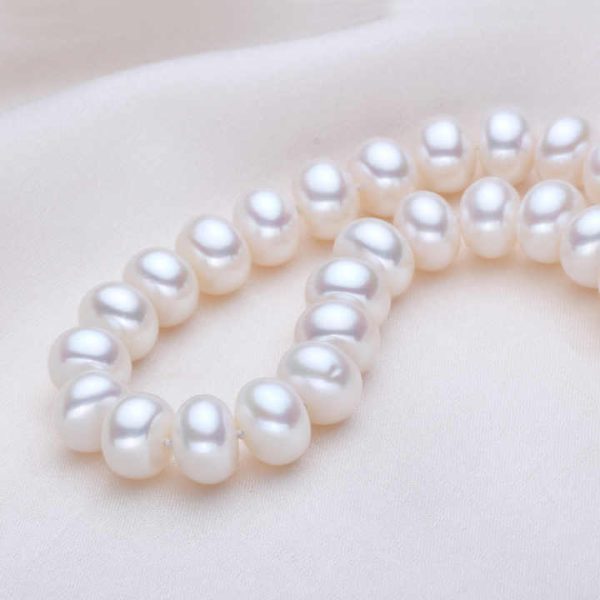 New Design 9mm White Pearl Necklace Vintage Freshwater Pearl Jewelry Bead String Necklaces for Women