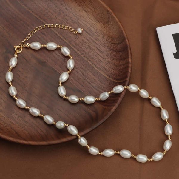 Hot Selling Trendy Water Drop Shape Pearl Necklace Retro New Design 18K Gold Baroque Pearl Necklace Jewelry