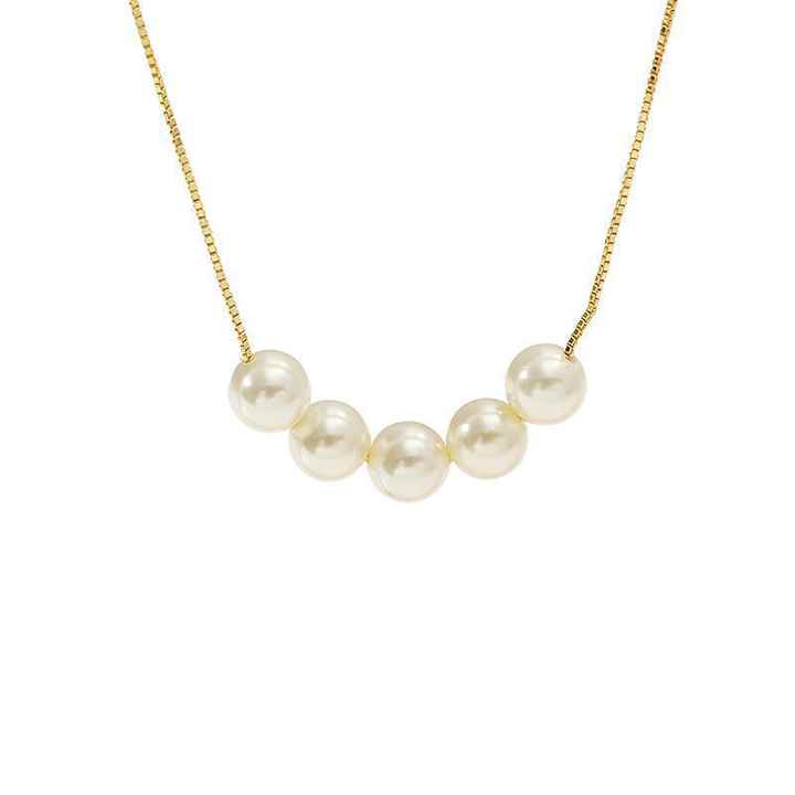 925 Sterling Silver Minimalist Style Gold-plated Natural Freshwater Pearl Necklace for Women's Pearl Jewelry Necklace