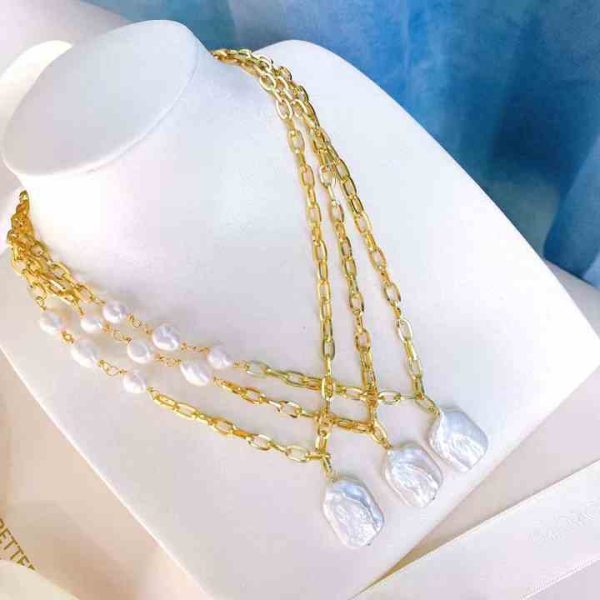 The Manufacturer's Special Selling square Baroque Pearl Necklace Natural Baroque Shaped Pearl Necklace Is for Women