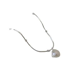 The Korean Version of the Simple Silver Natural Freshwater Pearl Necklace S925 Silver Versatile Neck Chain for Girlfriend