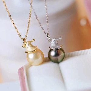 P1642 11-12mm DIY Natural Freshwater Pearl Charm Pendant Necklace Accessory 925 Sterling Silver Jewelry for Women Without Chain